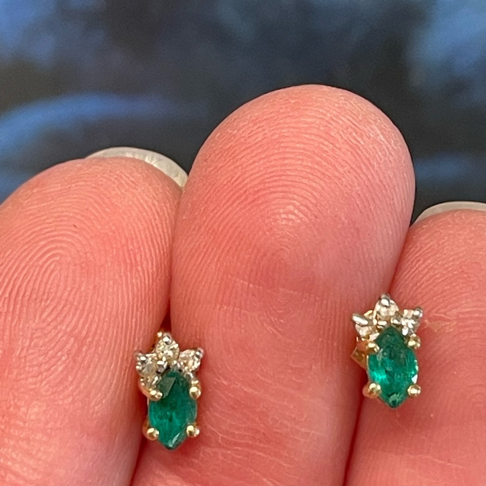 JC Penney Emerald and Diamond Earrings
